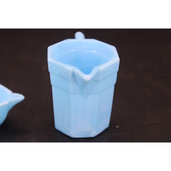 1930s Blue Agate SLAG GLASS Childrens Toy TEA SET 3 Pieces - Picture 10 of 16